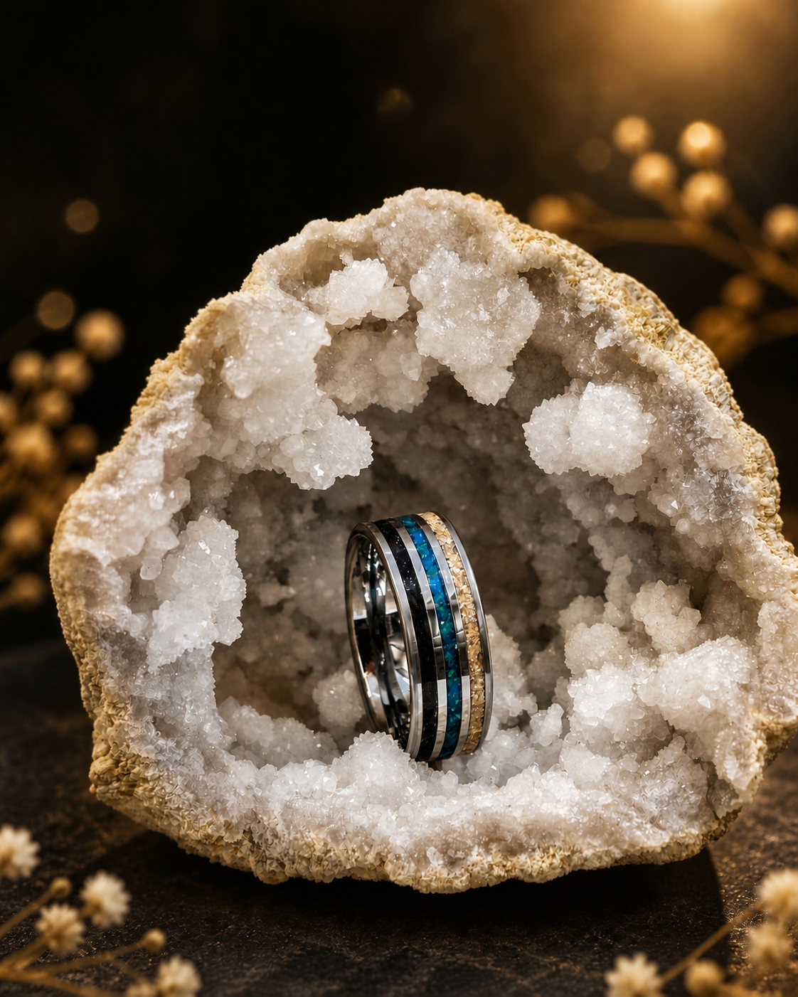 Tungsten Blue Opal Hair Cremation example